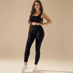 Bezszwowe legginsy BASIC V-WAIST BLACK 1 szt.