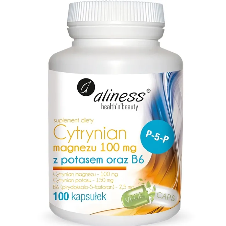 Cytrynian Magnezu 100 mg z potasem oraz B6 100kaps