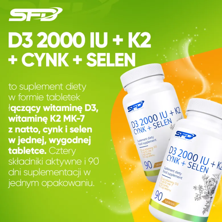 D3 2000 IU+K2+Cynk+Selen 90 tabletek