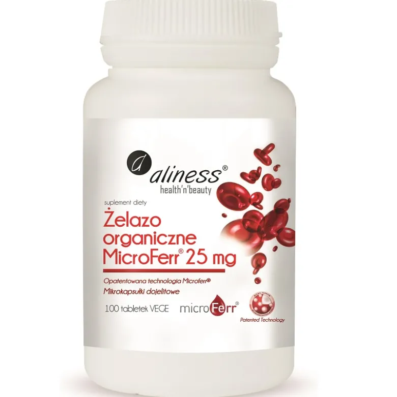 Żelazo organiczne MicroFerr 25 mg 100tab vege