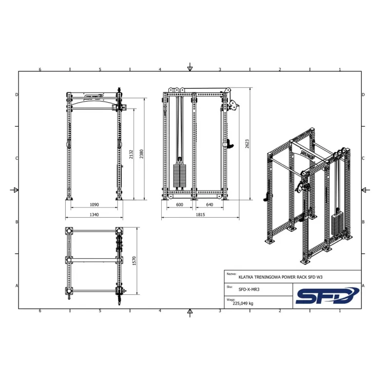 Klatka treningowa Power Rack SFD W3 1 szt.