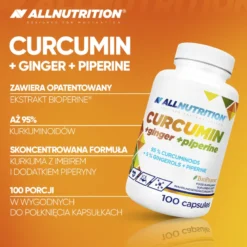 Kurkuma + Imbir + Piperyna (Curcumin + Ginger + Piperine) 100 kapsułek