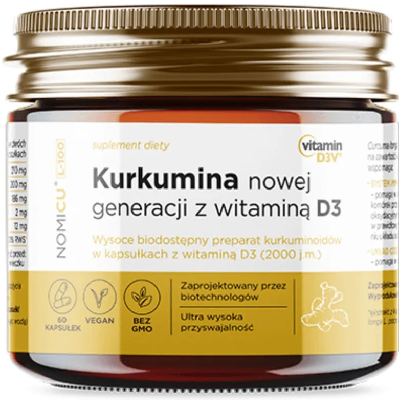 NOMICU L-100 Kurkumina nowej generacji z witaminą D3 60 kapsułek
