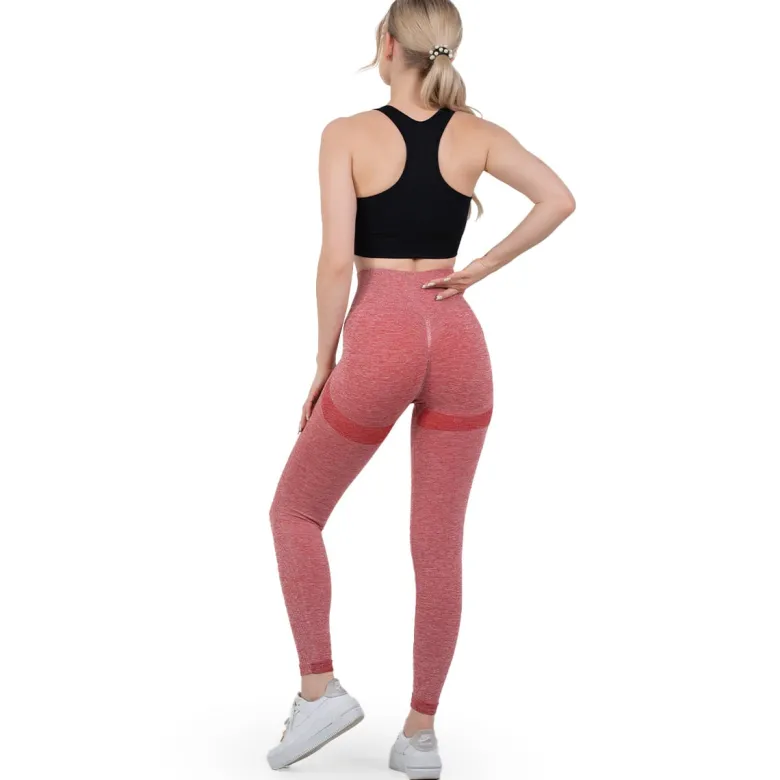 Seamless Leggings Push UP Red Melange 1szt