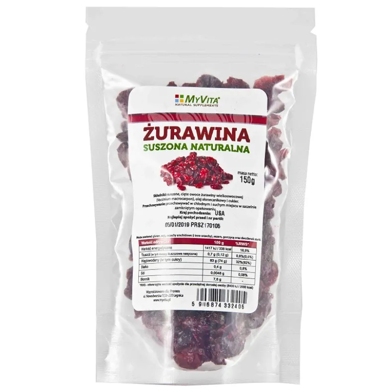 Żurawina Suszona Naturalna 150g