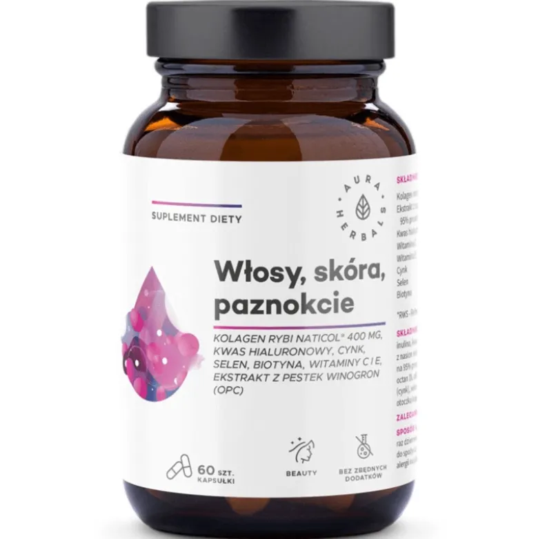 Włosy, Skóra, Paznokcie 60 kapsułek
